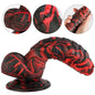 Fantasy Dragon Dildo - Black with Red Accents - Strong Suction Cup - 17cm Length