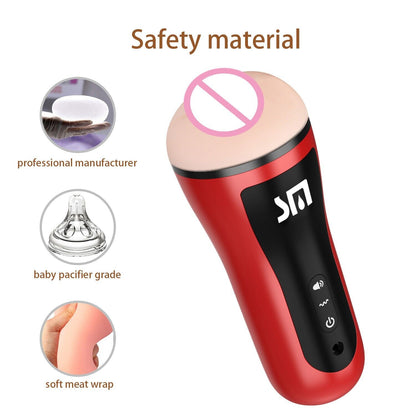 Male Masturbator - 10 Vibration Frequencies, Easy to Clean, USB Charge - Red