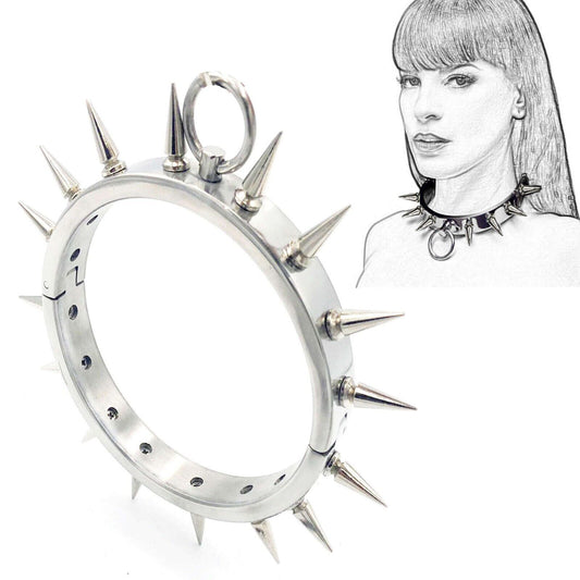 Kinky Chicken - Spiked Stainless Steel BDSM Collar with O-Ring