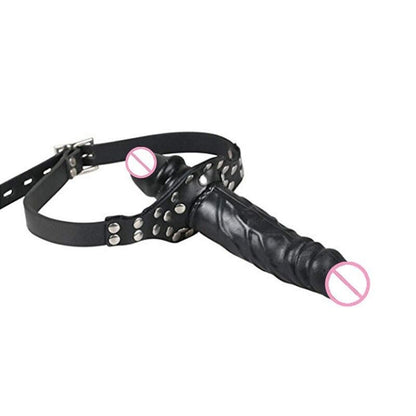 Mouth Dildo Gag with Adjustable Leather Straps