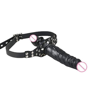 Mouth Dildo Gag with Adjustable Leather Straps