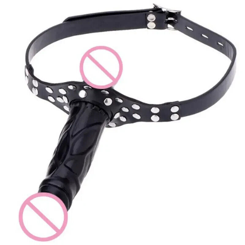 Mouth Dildo Gag with Adjustable Leather Straps