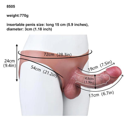 Hollow Silicone Penis Enhancement Strap-On Briefs