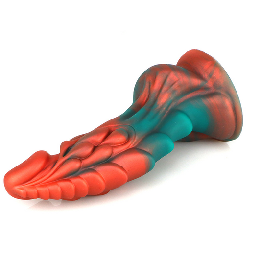 Kinky Fantasy Dragon Dildo - 7.5 inch with Suction Cup - Teal Blaze Edition