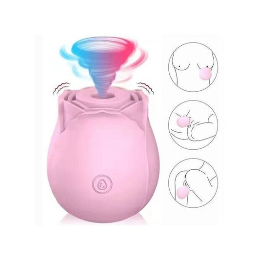 Pink Rose Clit Sucker - Magnetic USB Rechargeable - 10 Settings