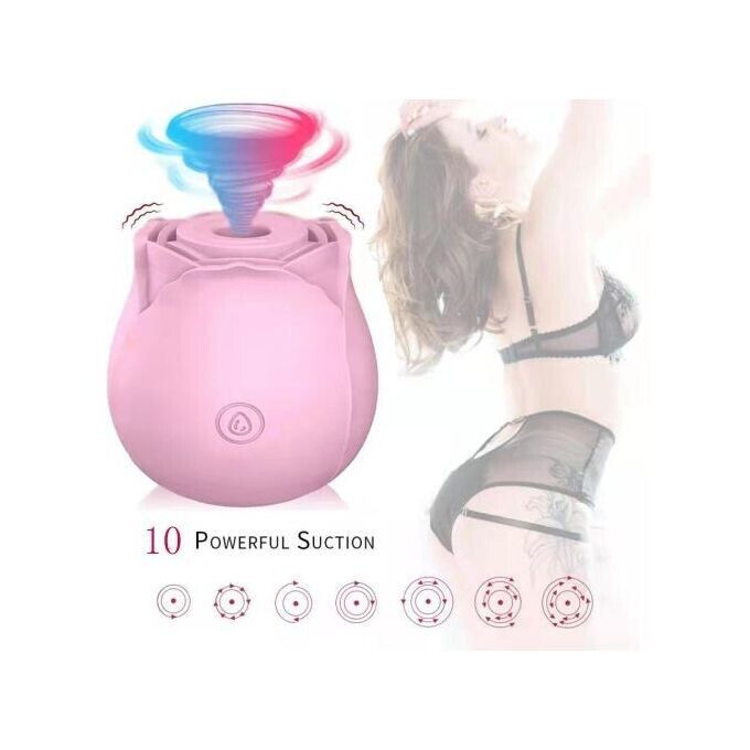 Pink Rose Clit Sucker - Magnetic USB Rechargeable - 10 Settings