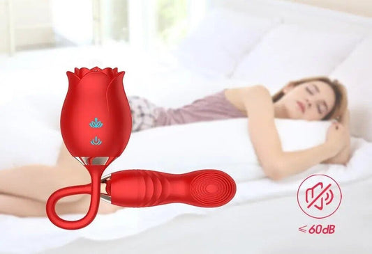 Clit Sucker with G-Spot Vibrator - Rose Rapture - Red, Waterproof, Magnetic