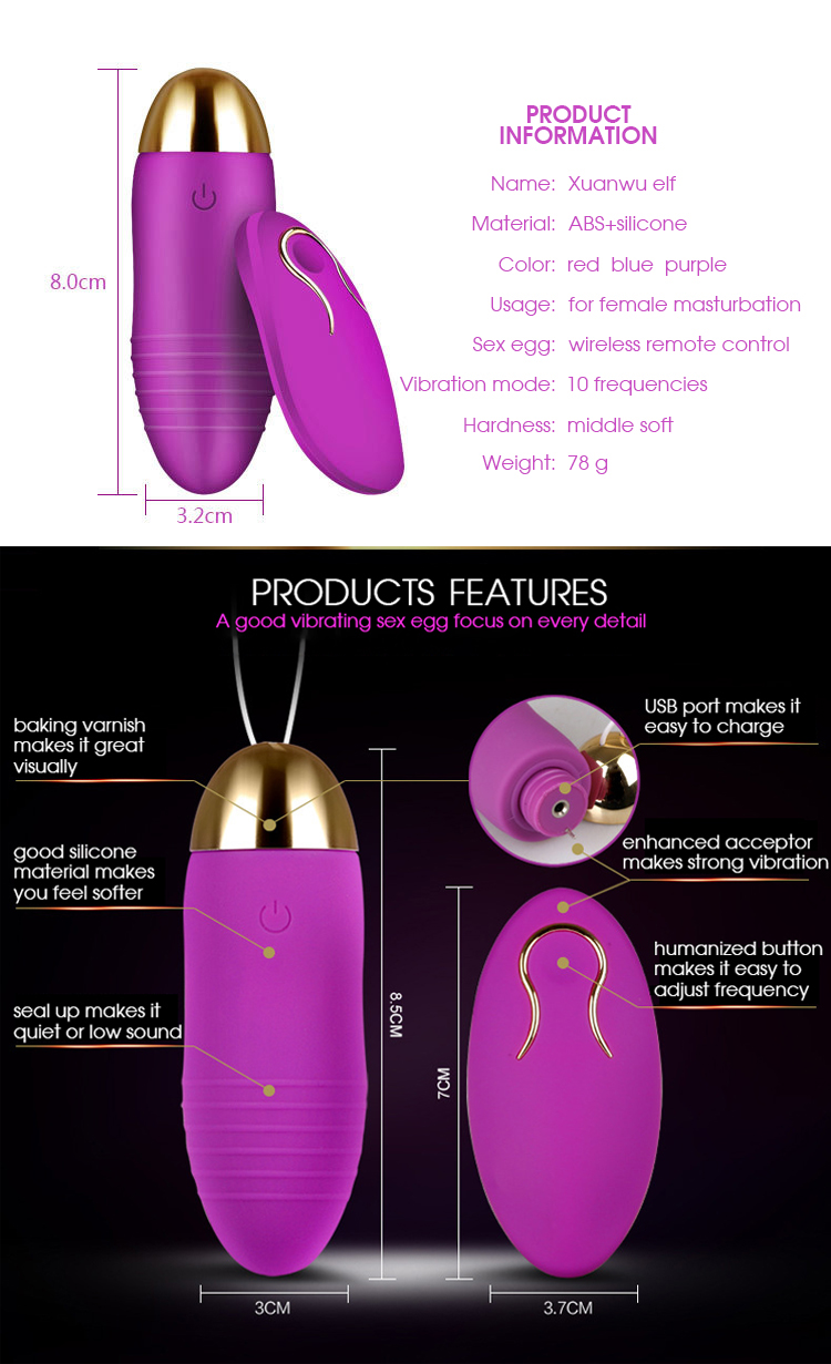 Remote Control Vibrating Egg - 10 Modes, USB Rechargeable