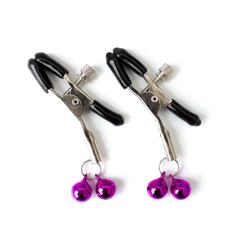 Ethereal Bell Bliss - Adjustable Nipple Clamps with Purple Bells