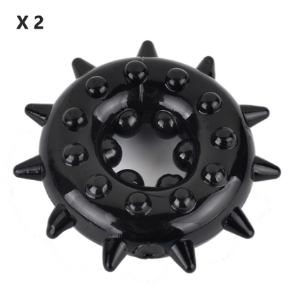 Sensory Duo - Pack of 2 Black Studded Penis Rings