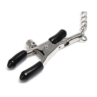 Bound Ecstasy - Ball Gag Bondage Collar with Adjustable Nipple Clamps and Chain