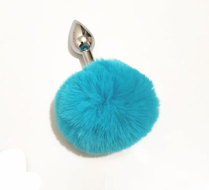 Plush Radiance - Bright Fluffy Anal Plug with Stainless Steel Core - BDSM Play