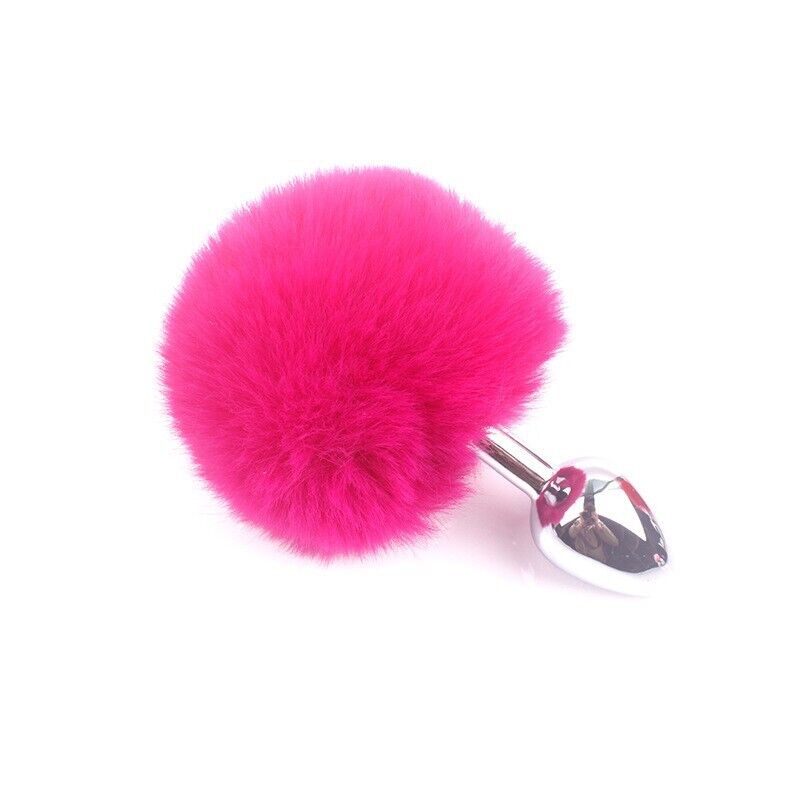 Plush Radiance - Bright Fluffy Anal Plug with Stainless Steel Core - BDSM Play