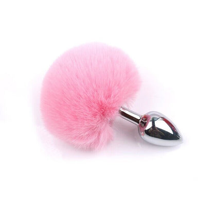 Plush Radiance - Bright Fluffy Anal Plug with Stainless Steel Core - BDSM Play