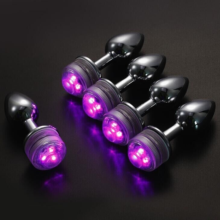 Luminous Elegance - Stainless Steel Anal Plug with Remote-Controlled Lights