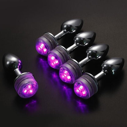 Luminous Elegance - Stainless Steel Anal Plug with Remote-Controlled Lights