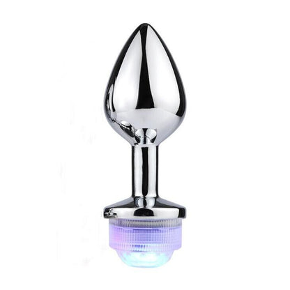 Luminous Elegance - Stainless Steel Anal Plug with Remote-Controlled Lights