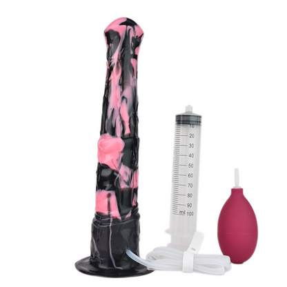 Magic Night - Fantasy Squirting Dildo - 30cm - Black/Pink - Suction, Strap-On