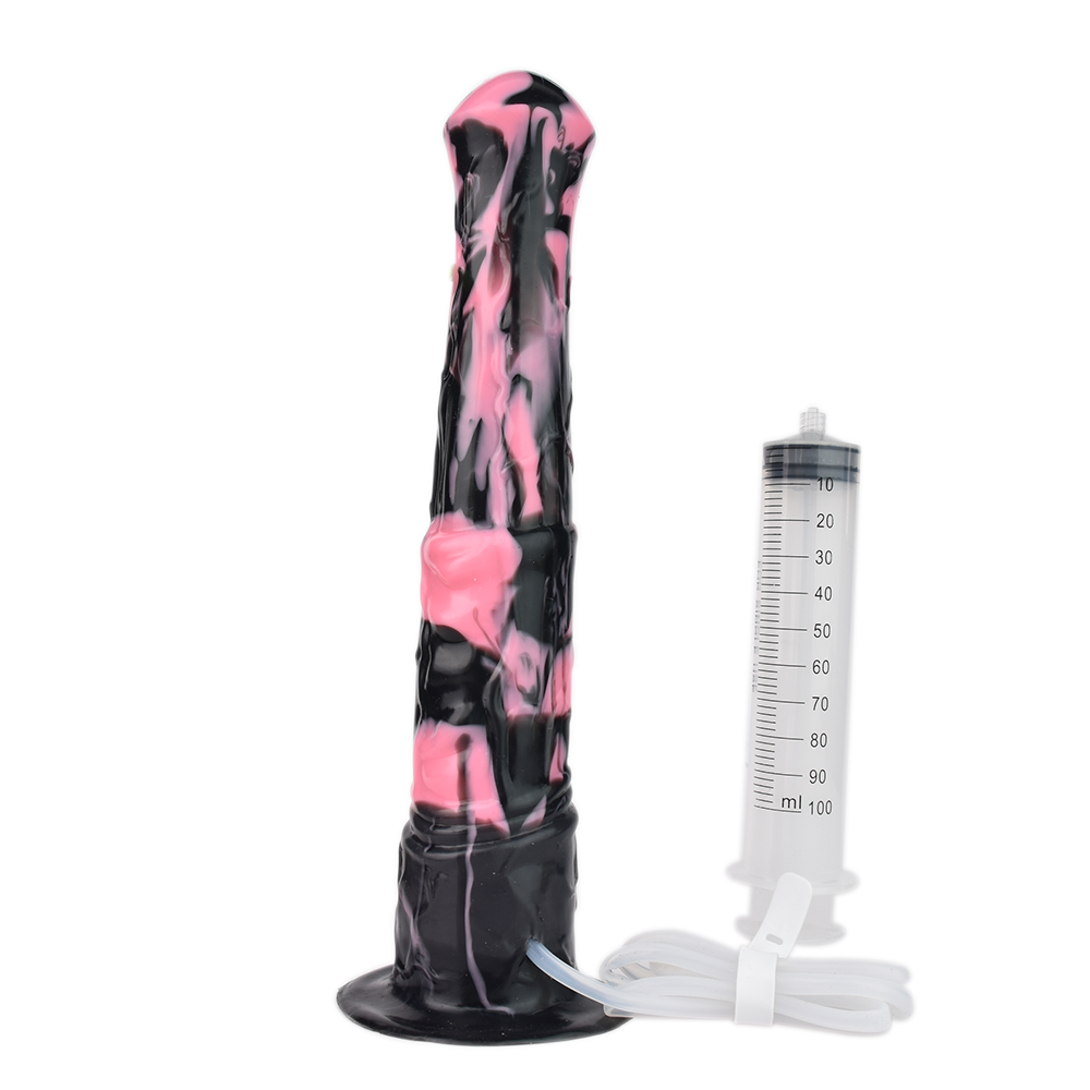 Magic Night - Fantasy Squirting Dildo - 30cm - Black/Pink - Suction, Strap-On